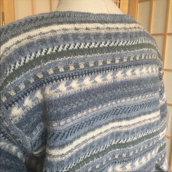NWT Bemidji Woolen Mills Blue Dusk Fair Isle Style Wool Sweater SZ L - Picture 6 of 8